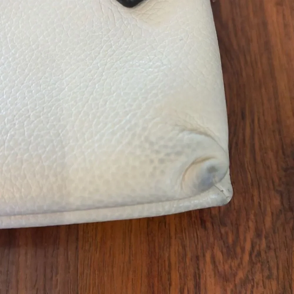 Coach pebbled leather large wristlet wallet  cream beige